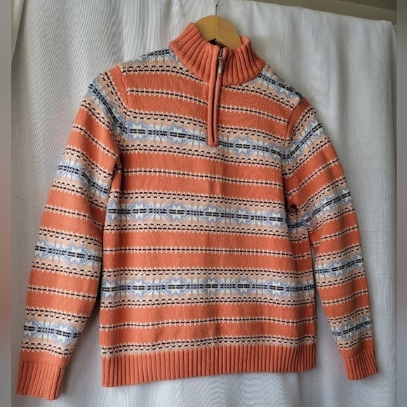 VINTAGE NORTHERN REFLECTIONS Coral  Knit Coastal Grandma Fisherman Half Zip - Picture 3 of 12